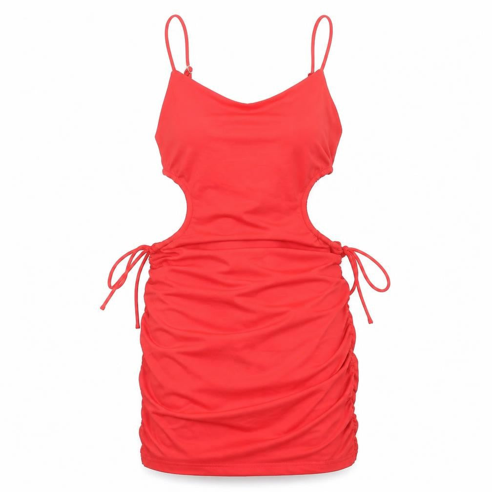 Front view of Ave&Ever women’s red polyester mini, size UK 10, round neck pullover - cut out