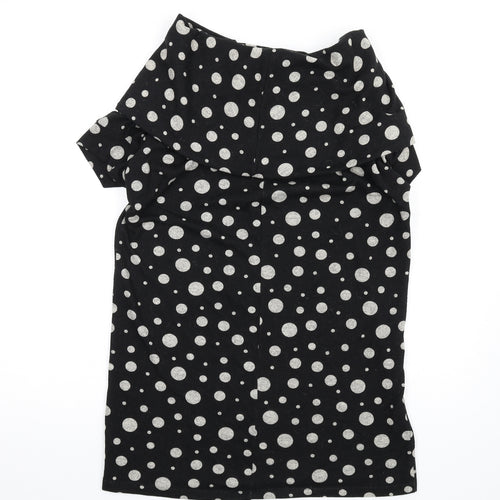 Uno Womens Black Polka Dot Acrylic A-Line Size XL Roll Neck Pullover