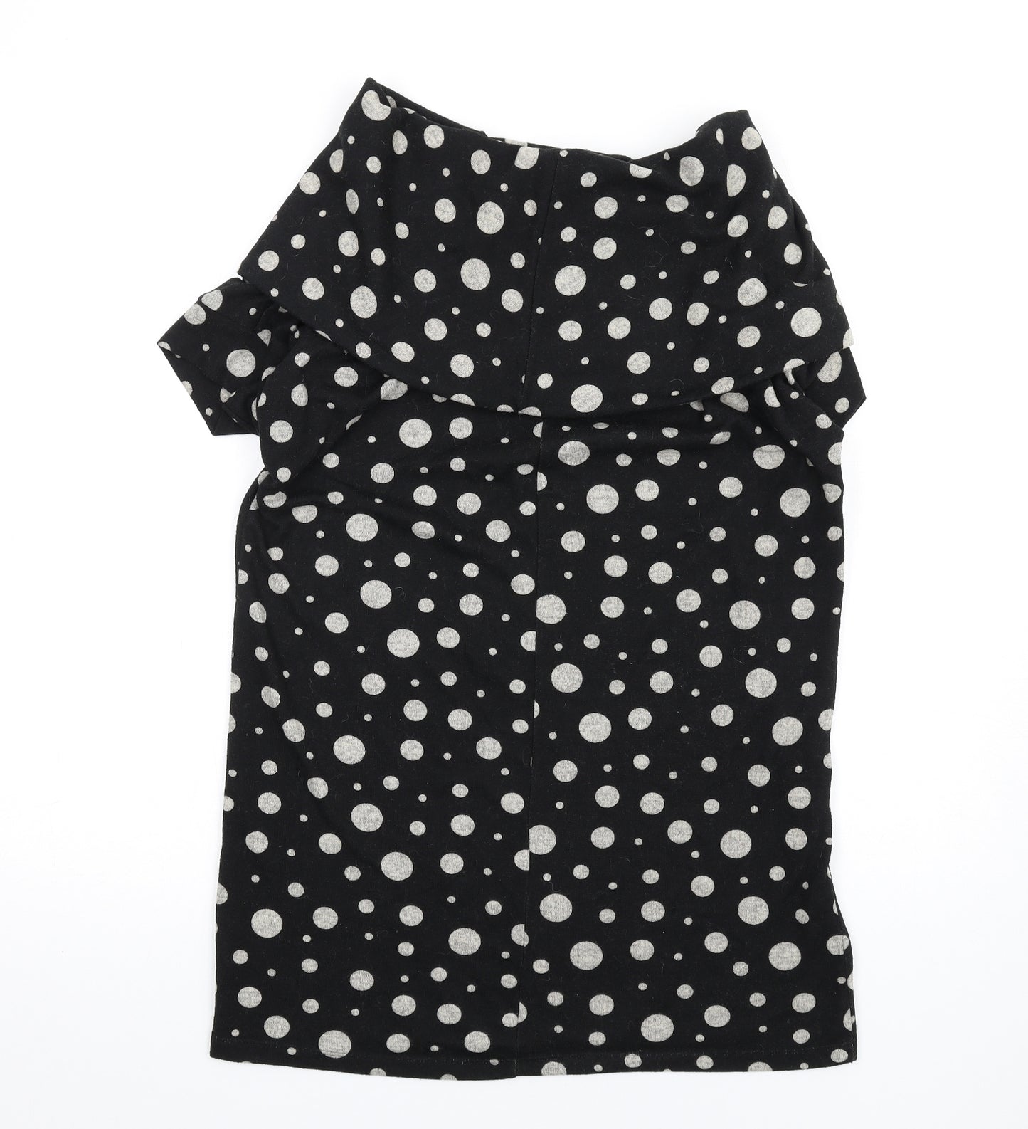 Uno Womens Black Polka Dot Acrylic A-Line Size XL Roll Neck Pullover