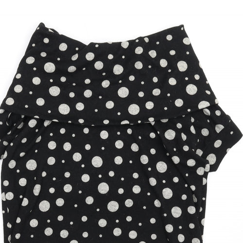 Uno Womens Black Polka Dot Acrylic A-Line Size XL Roll Neck Pullover