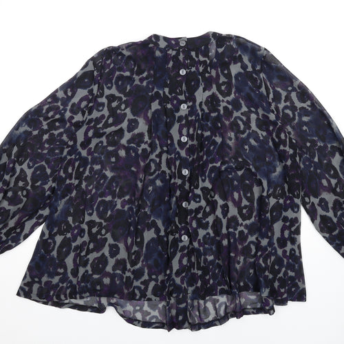 NEXT Womens Blue Geometric Polyester Basic Blouse Size 18 Round Neck