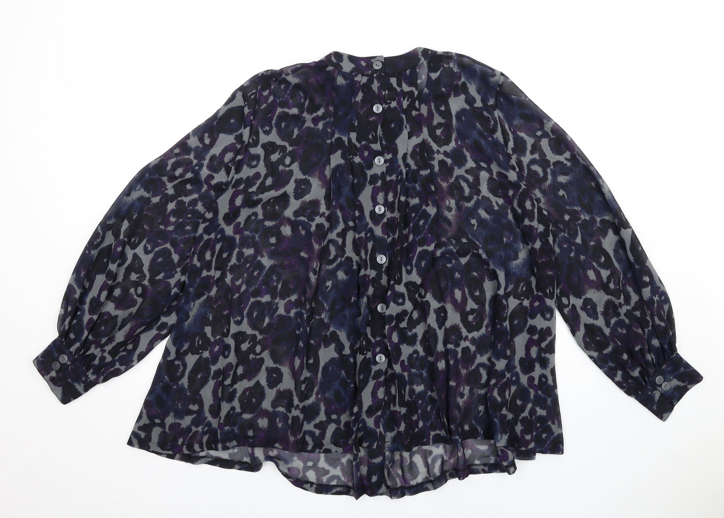 NEXT Womens Blue Geometric Polyester Basic Blouse Size 18 Round Neck