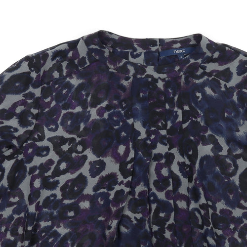 NEXT Womens Blue Geometric Polyester Basic Blouse Size 18 Round Neck