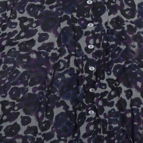 NEXT Womens Blue Geometric Polyester Basic Blouse Size 18 Round Neck