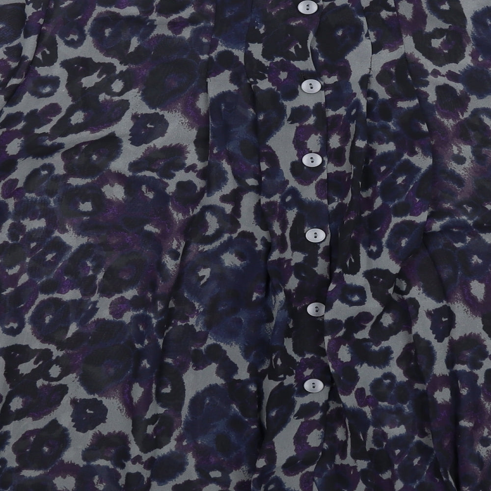 NEXT Womens Blue Geometric Polyester Basic Blouse Size 18 Round Neck