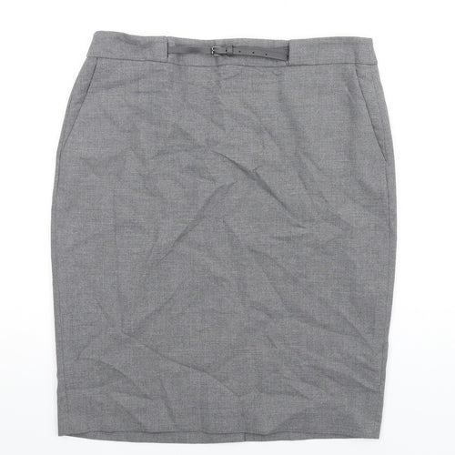 Damsel in a Dress Womens Grey Polyester Straight & Pencil Skirt Size 14 Zip