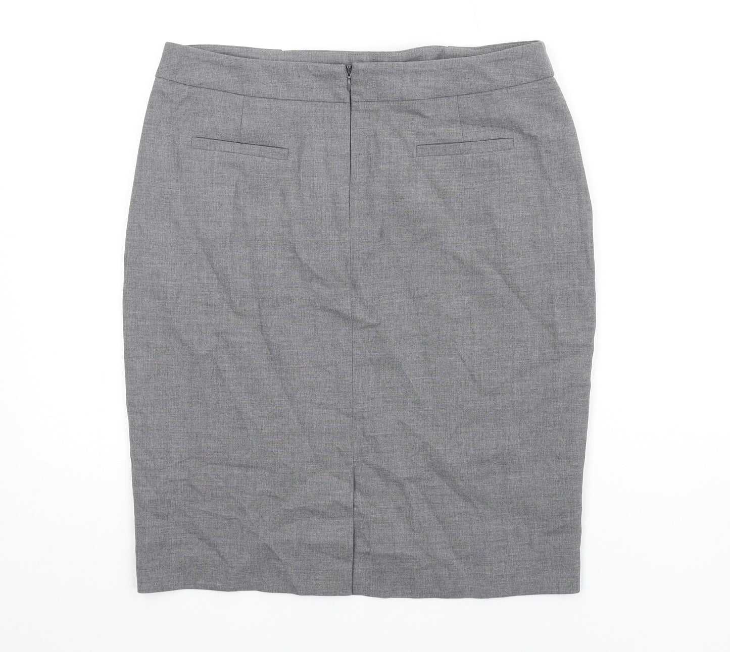 Damsel in a Dress Womens Grey Polyester Straight & Pencil Skirt Size 14 Zip