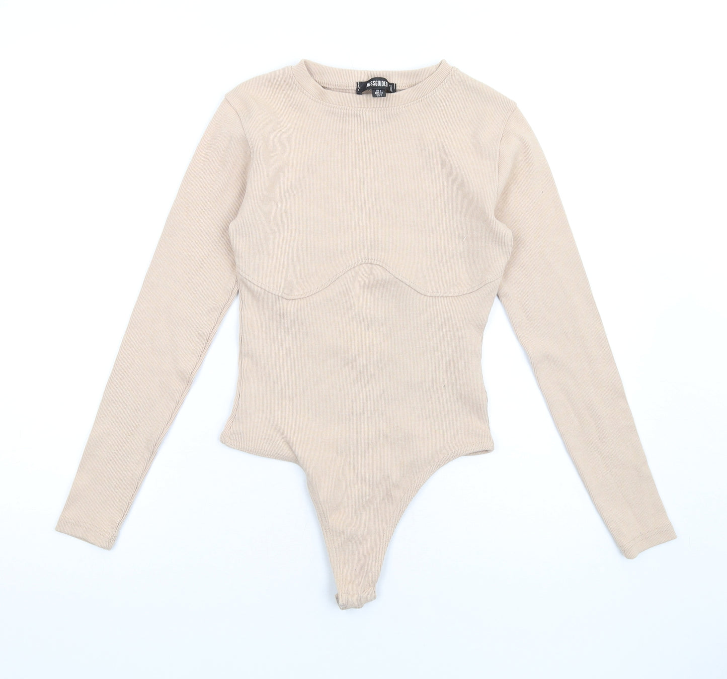 Missguided Womens Beige Polyester Bodysuit One-Piece Size 6 Snap