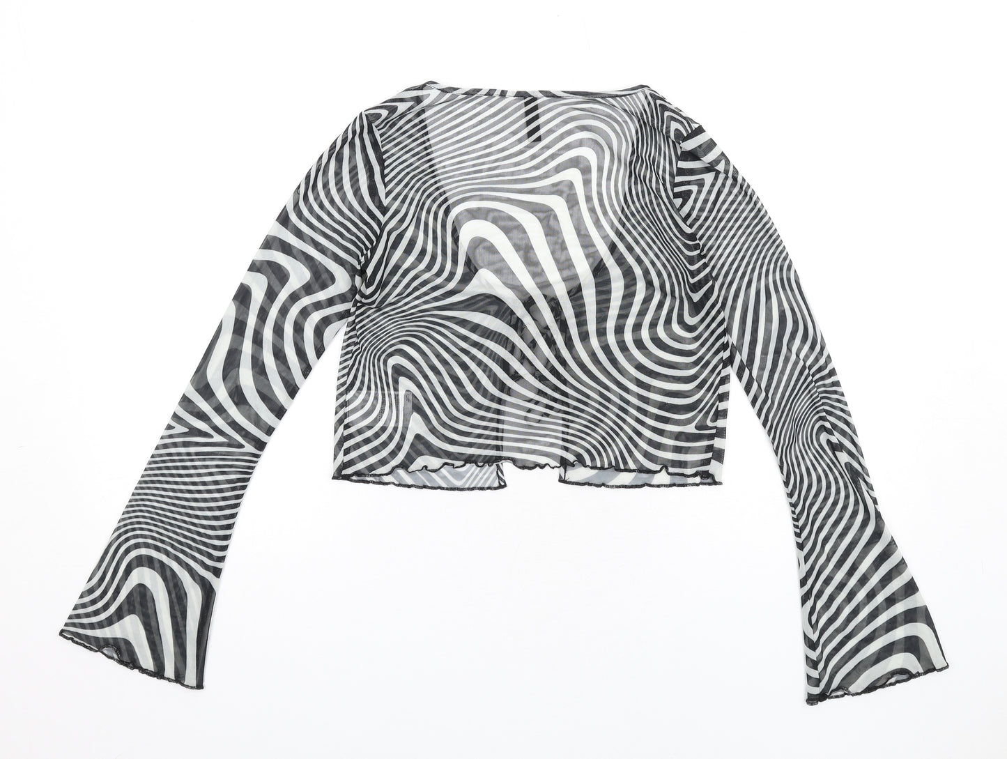H&M Womens Black Geometric Polyester Basic T-Shirt Size S V-Neck