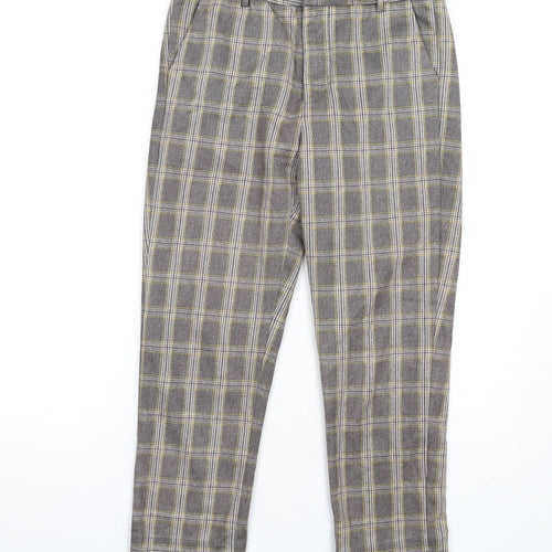 Louche Womens Grey Plaid Polyester Dress Pants Trousers Size 12 L27 in Regular Zip
