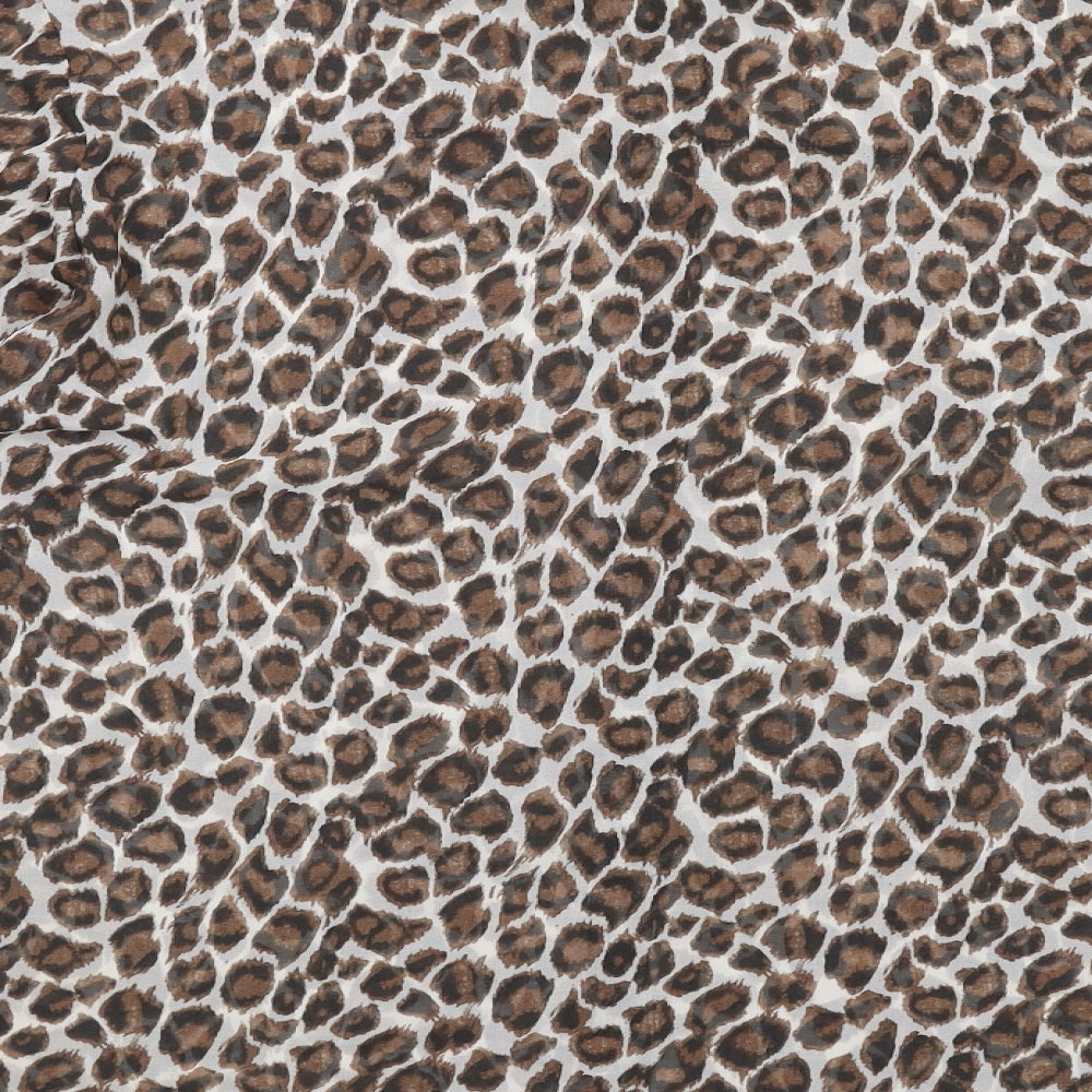 NEXT Womens Brown Animal Print Polyester Basic Button-Up Size 16 Collared