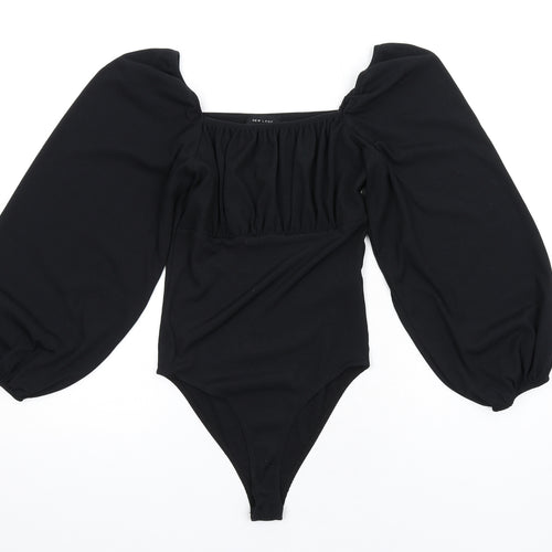 New Look Womens Black Polyester Bodysuit One-Piece Size 10 Snap