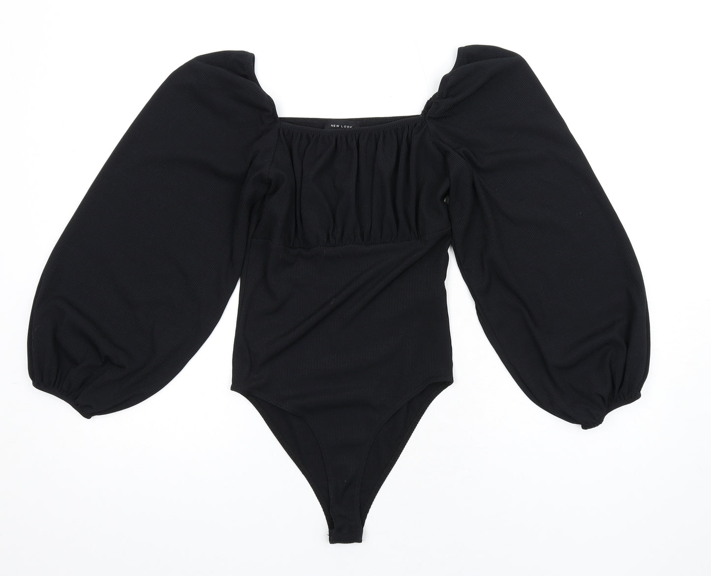 New Look Womens Black Polyester Bodysuit One-Piece Size 10 Snap