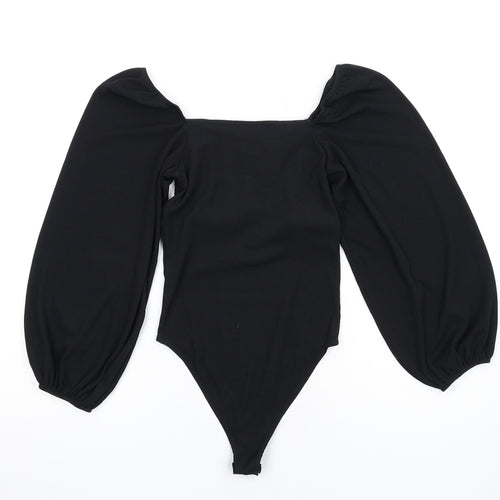 New Look Womens Black Polyester Bodysuit One-Piece Size 10 Snap