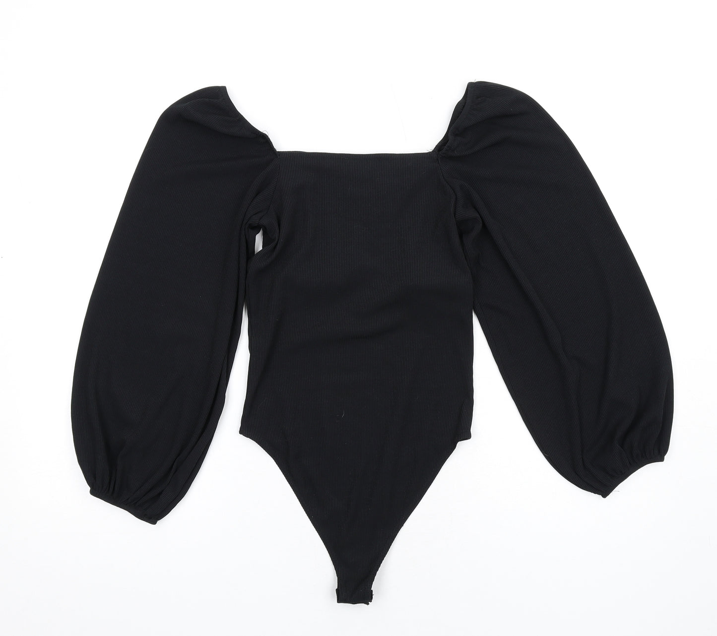 New Look Womens Black Polyester Bodysuit One-Piece Size 10 Snap