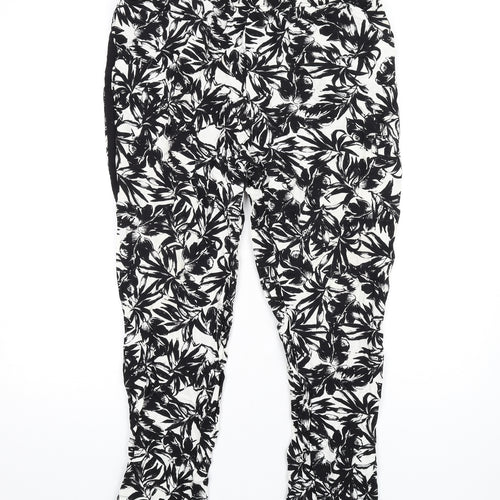 Dorothy Perkins Womens Black Geometric Viscose Trousers Size 16 L29 in Regular