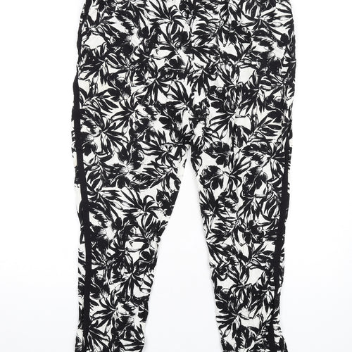 Dorothy Perkins Womens Black Geometric Viscose Trousers Size 16 L29 in Regular