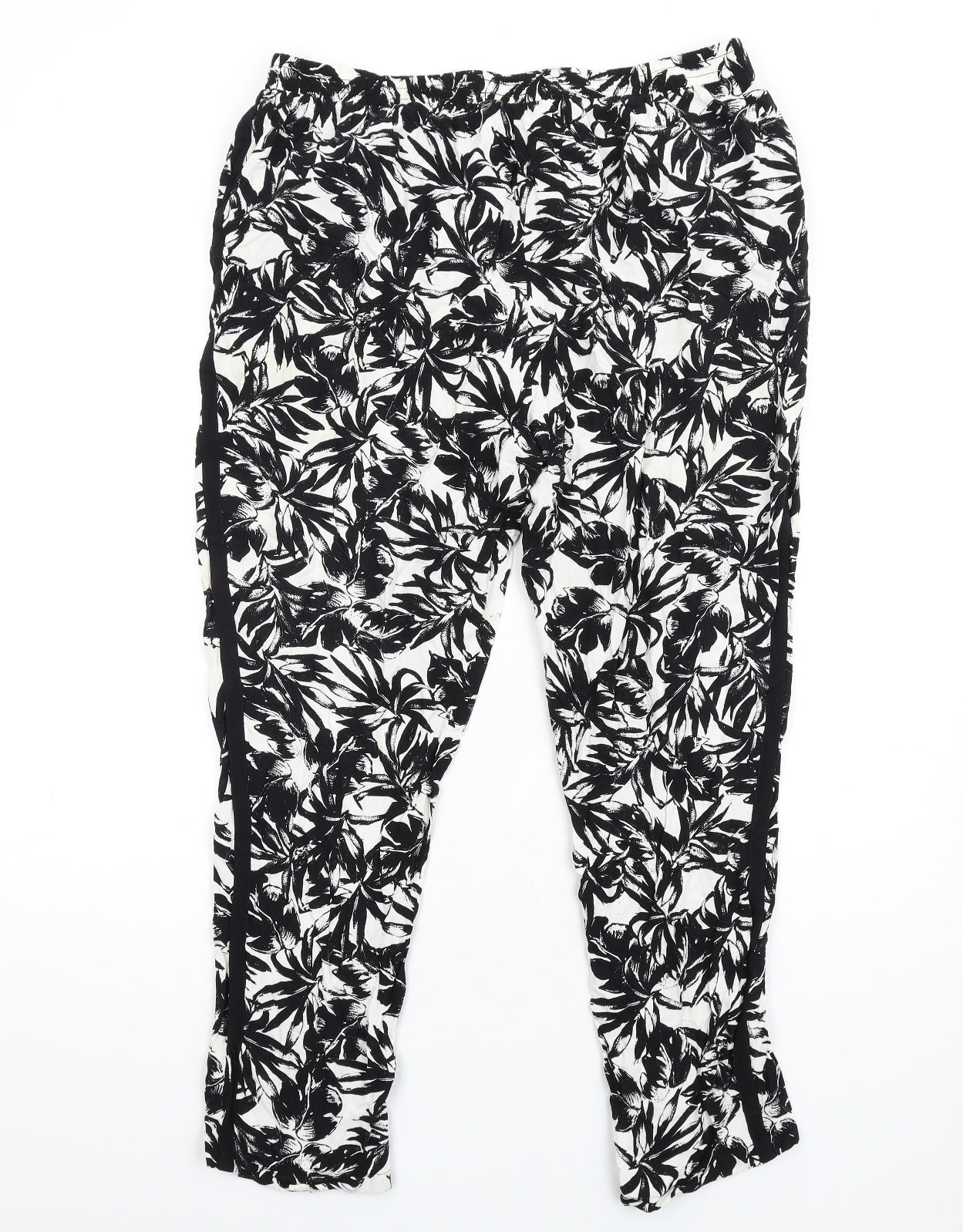 Dorothy Perkins Womens Black Geometric Viscose Trousers Size 16 L29 in Regular