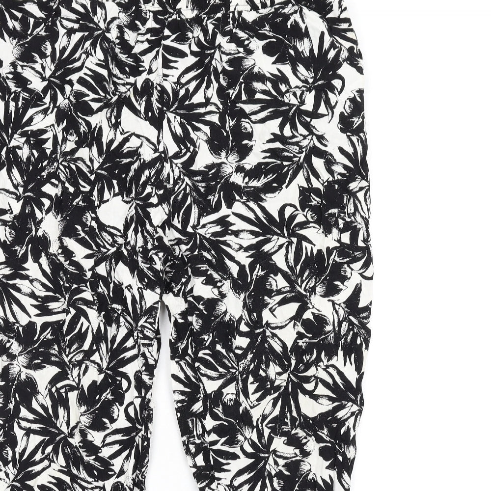 Dorothy Perkins Womens Black Geometric Viscose Trousers Size 16 L29 in Regular