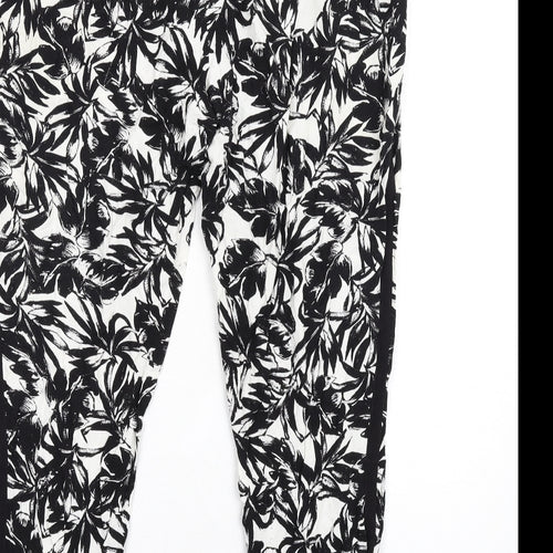 Dorothy Perkins Womens Black Geometric Viscose Trousers Size 16 L29 in Regular