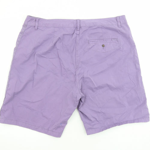 Marks and Spencer Womens Purple Cotton Chino Shorts Size 20 L10 in Regular Button