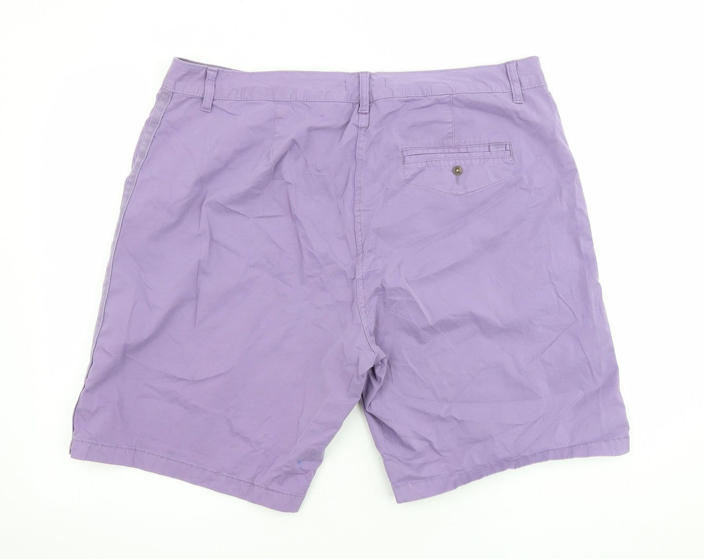 Marks and Spencer Womens Purple Cotton Chino Shorts Size 20 L10 in Regular Button