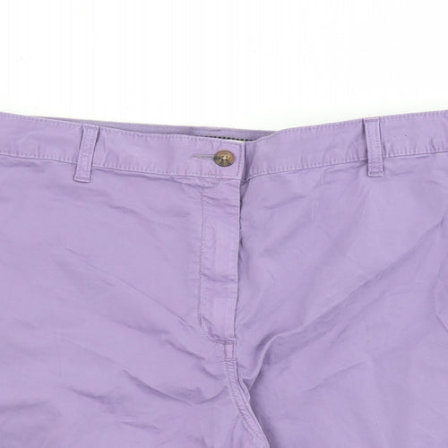 Marks and Spencer Womens Purple Cotton Chino Shorts Size 20 L10 in Regular Button