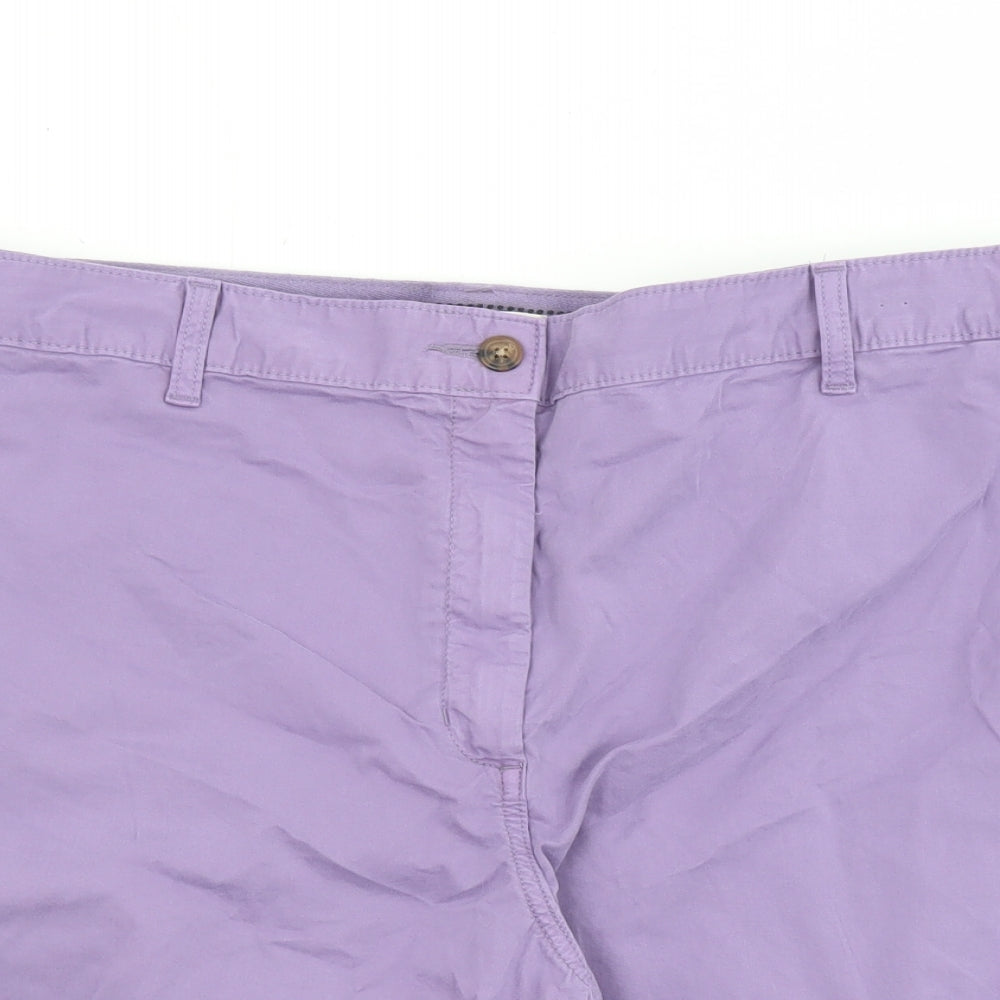 Marks and Spencer Womens Purple Cotton Chino Shorts Size 20 L10 in Regular Button