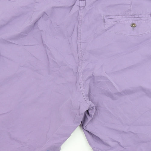 Marks and Spencer Womens Purple Cotton Chino Shorts Size 20 L10 in Regular Button