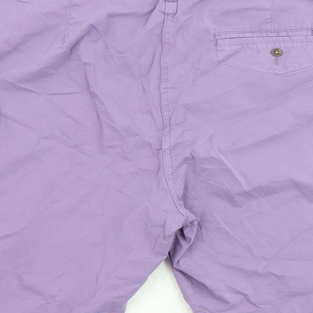 Marks and Spencer Womens Purple Cotton Chino Shorts Size 20 L10 in Regular Button