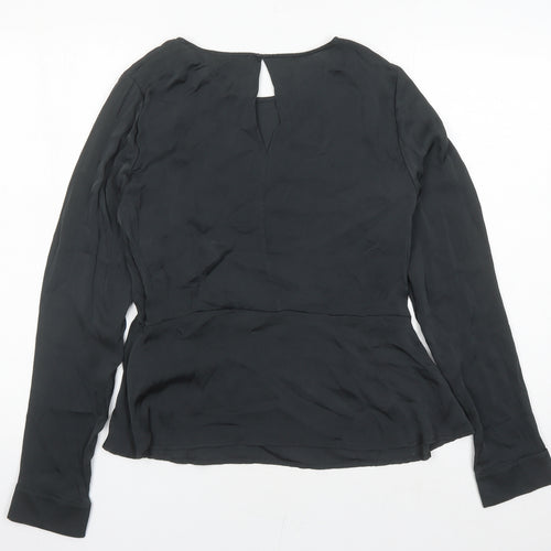 Reiss Womens Grey Silk Basic Blouse Size 14 Round Neck