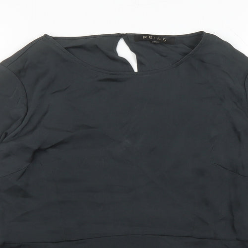Reiss Womens Grey Silk Basic Blouse Size 14 Round Neck