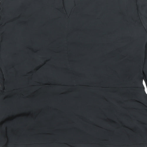 Reiss Womens Grey Silk Basic Blouse Size 14 Round Neck