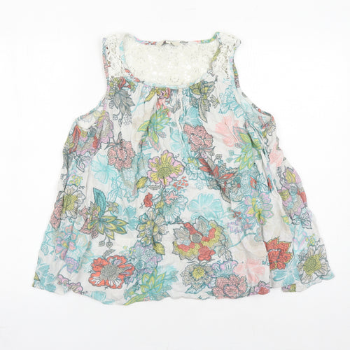 NEXT Womens Multicoloured Floral Viscose Camisole Tank Size 8 Round Neck - Crochet Detail