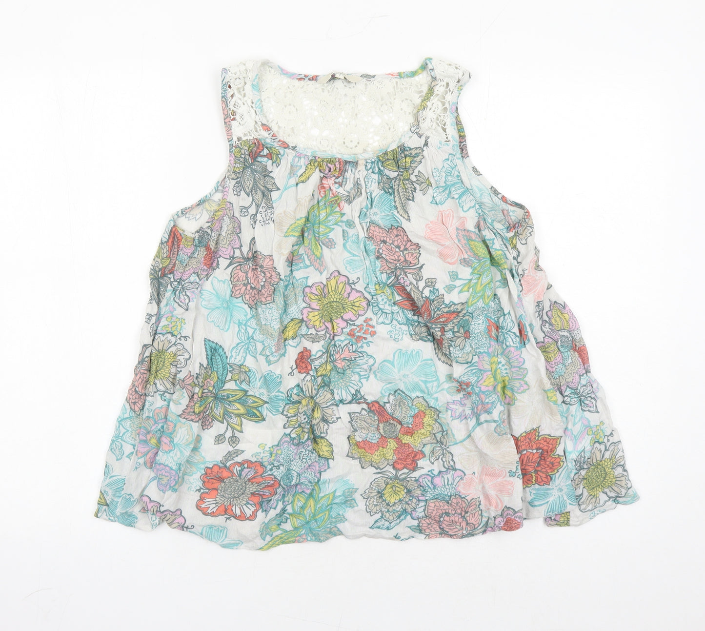 NEXT Womens Multicoloured Floral Viscose Camisole Tank Size 8 Round Neck - Crochet Detail