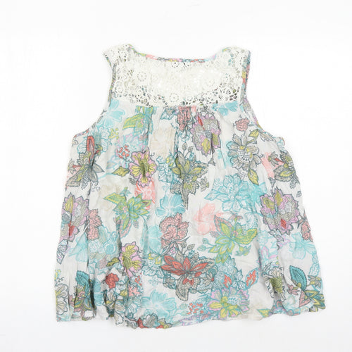 NEXT Womens Multicoloured Floral Viscose Camisole Tank Size 8 Round Neck - Crochet Detail