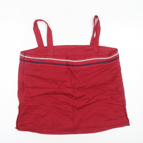 Seasalt Womens Red Cotton Camisole Tank Size 14 Square Neck - Embroidered Detail