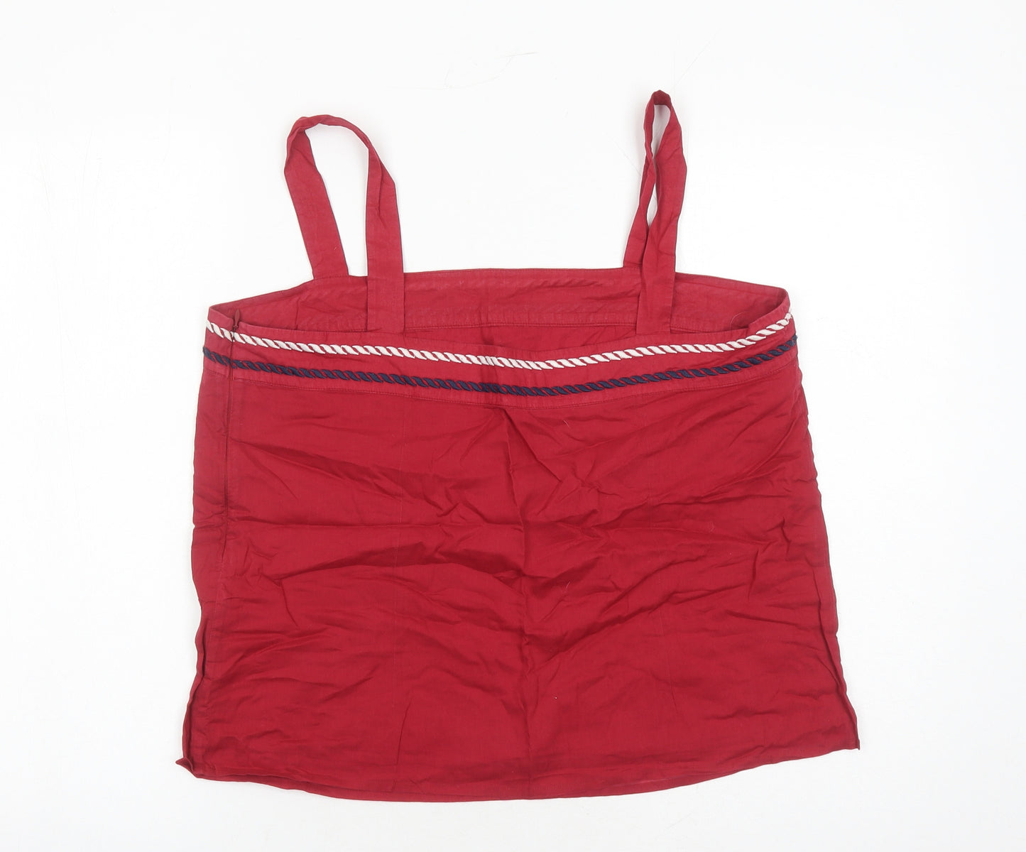 Seasalt Womens Red Cotton Camisole Tank Size 14 Square Neck - Embroidered Detail