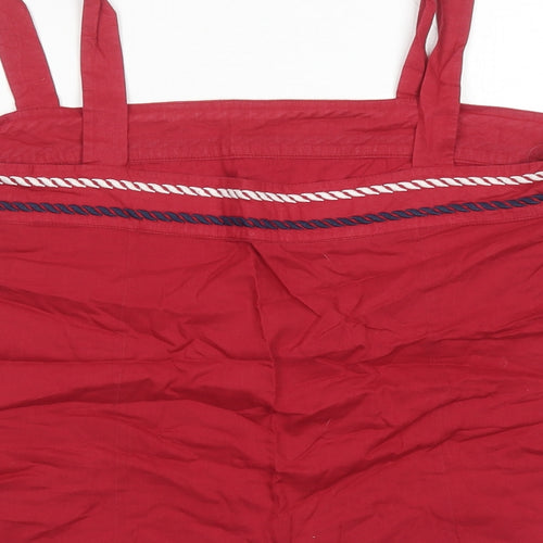 Seasalt Womens Red Cotton Camisole Tank Size 14 Square Neck - Embroidered Detail