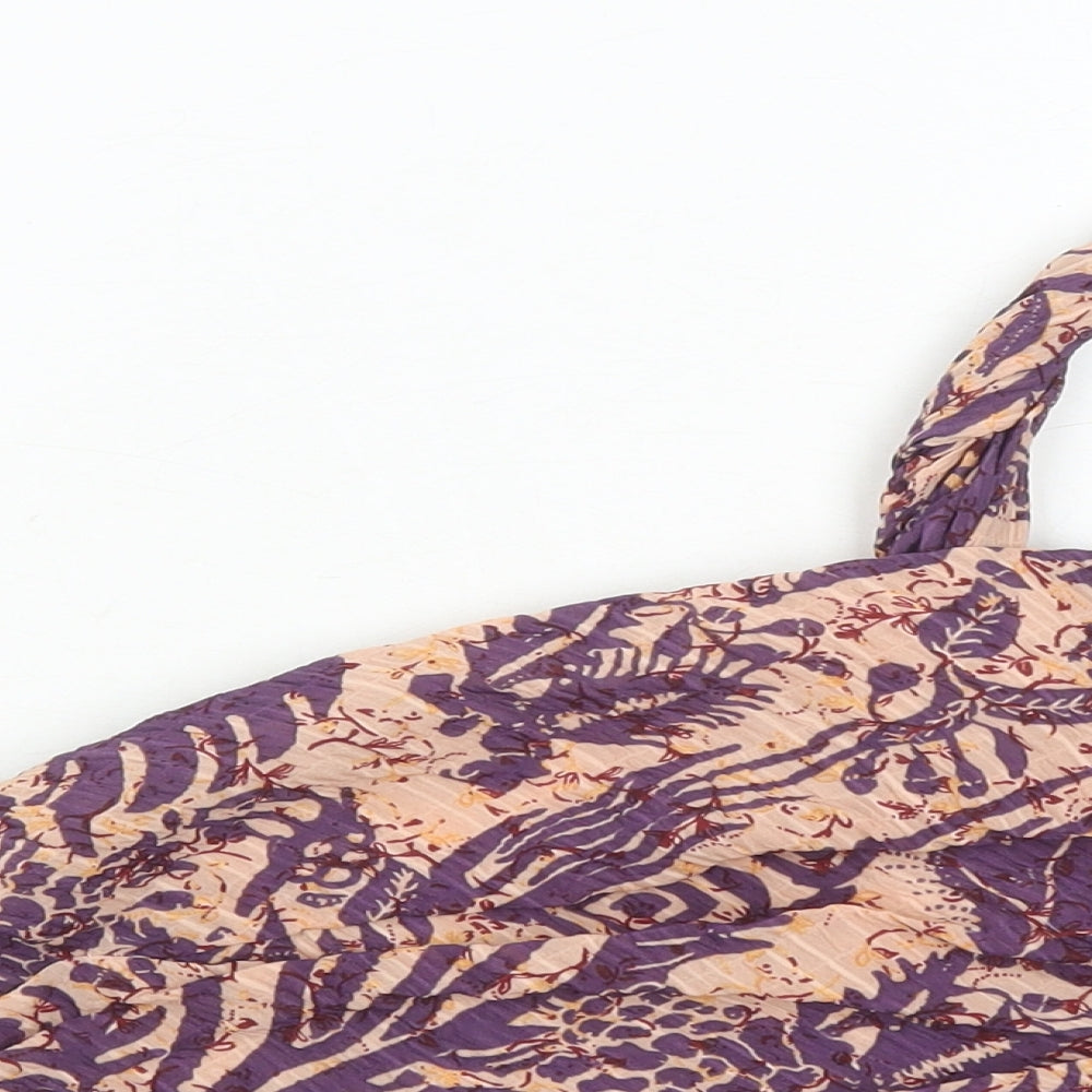 Zara Womens Multicoloured Geometric Polyester Cropped Tank Size L One Shoulder