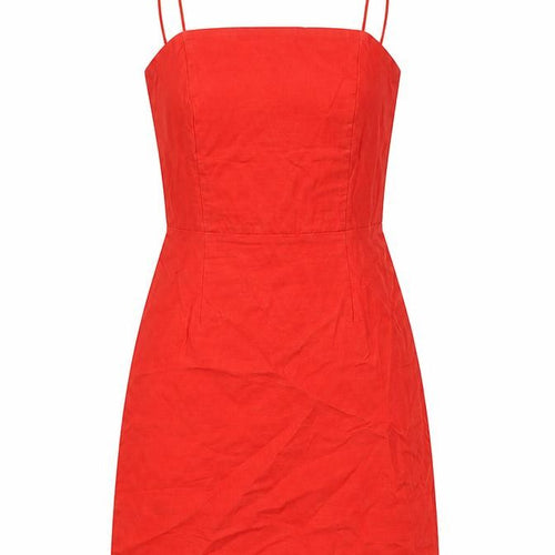 Urban Outfitters Womens Red Linen Mini Size XS Square Neck Zip