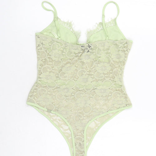 Naanaa Womens Green Floral Polyester Bodysuit One-Piece Size 10 Snap