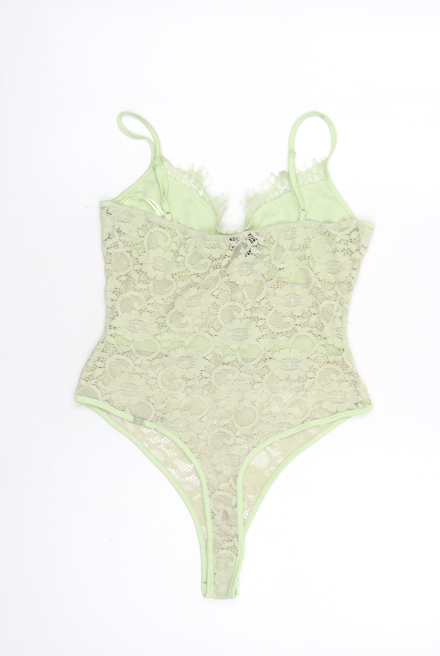 Naanaa Womens Green Floral Polyester Bodysuit One-Piece Size 10 Snap