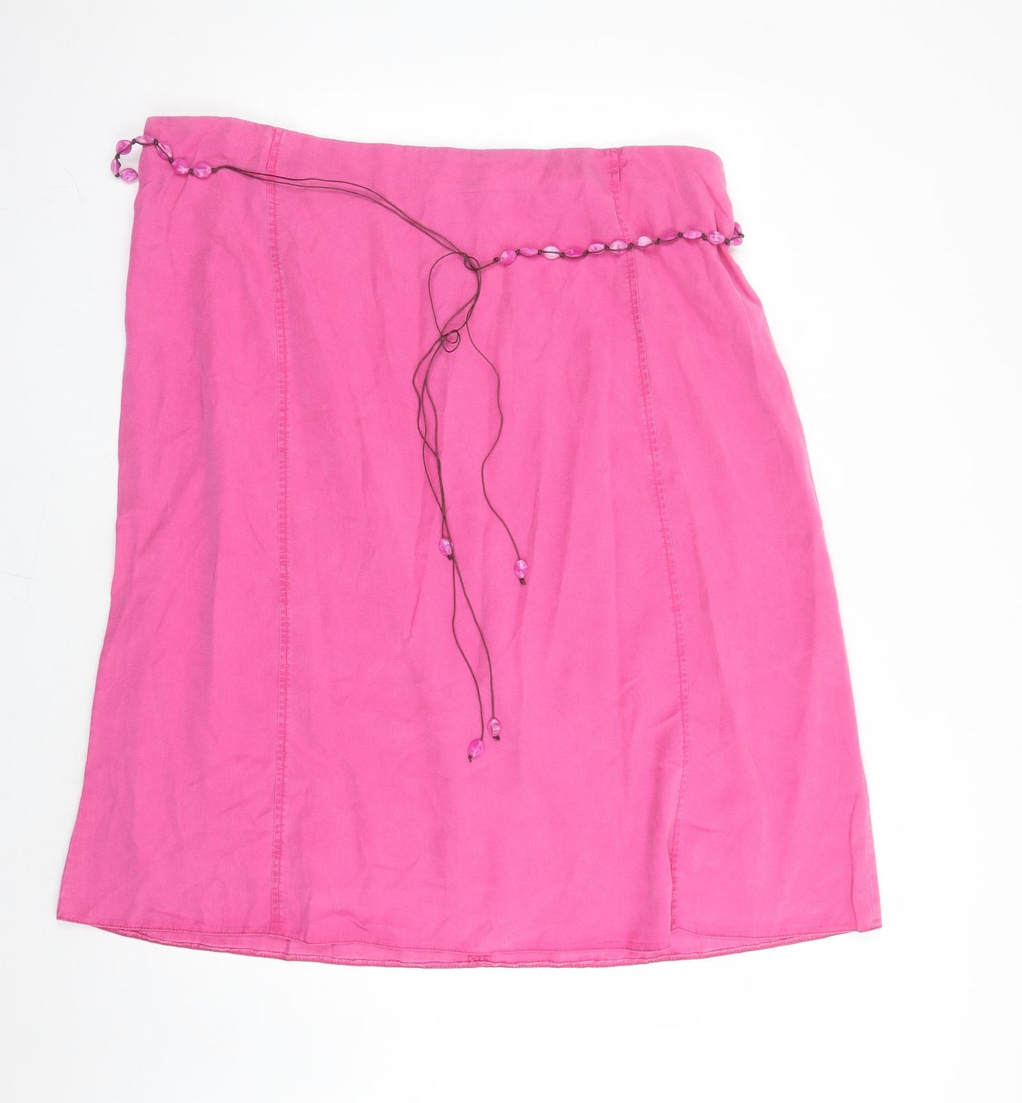 Ann Harvey Womens Pink Polyester A-Line Skirt Size 24 Zip - Elasticated Waist Belted