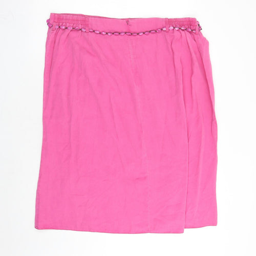 Ann Harvey Womens Pink Polyester A-Line Skirt Size 24 Zip - Elasticated Waist Belted