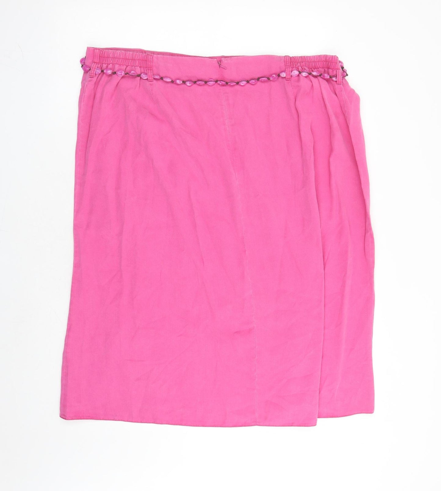 Ann Harvey Womens Pink Polyester A-Line Skirt Size 24 Zip - Elasticated Waist Belted