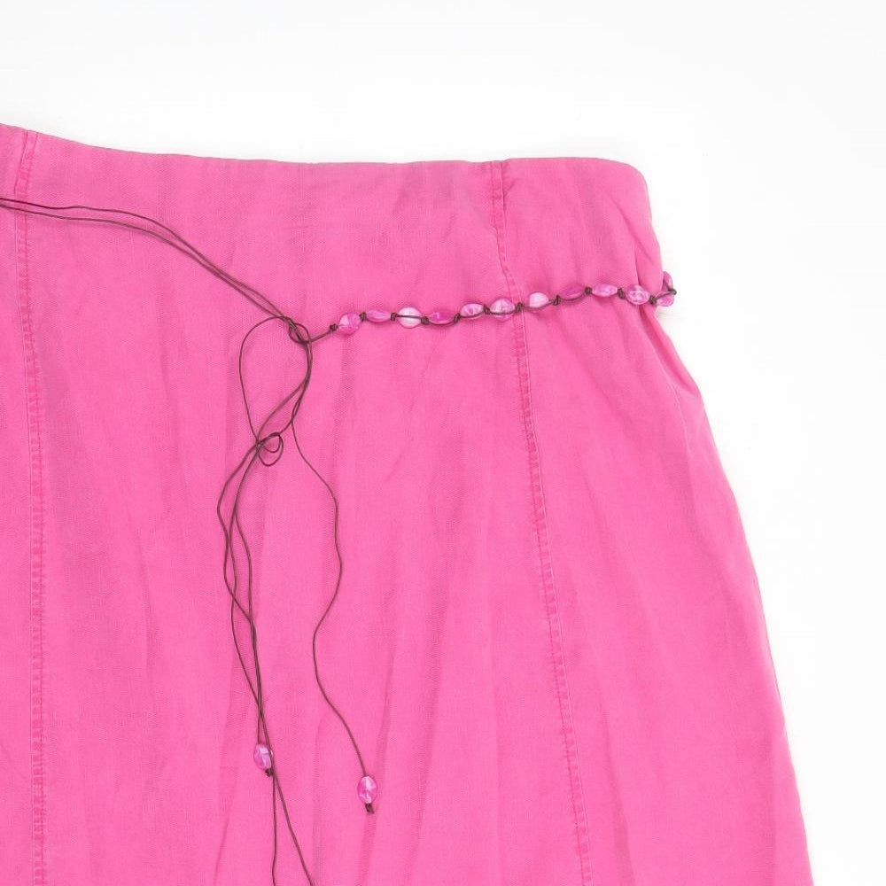 Ann Harvey Womens Pink Polyester A-Line Skirt Size 24 Zip - Elasticated Waist Belted