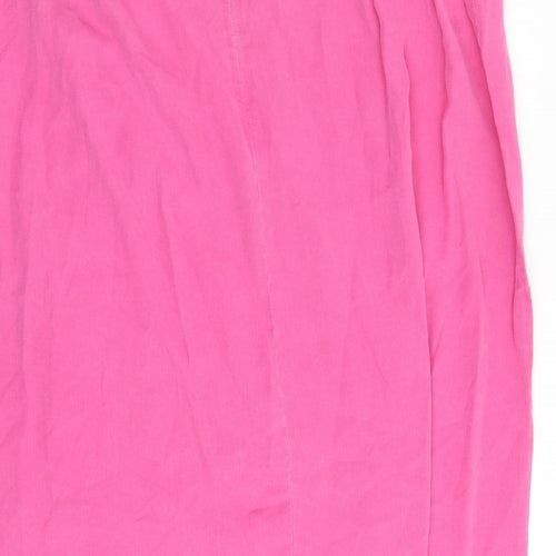 Ann Harvey Womens Pink Polyester A-Line Skirt Size 24 Zip - Elasticated Waist Belted