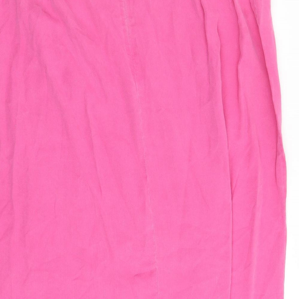 Ann Harvey Womens Pink Polyester A-Line Skirt Size 24 Zip - Elasticated Waist Belted