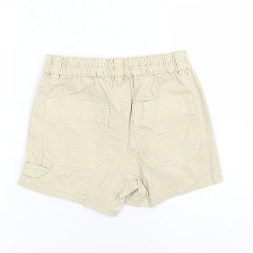 Marks and Spencer Boys Beige Cotton Chino Shorts Size 8-9 Years Regular Zip - Elasticated Waist Waist Size 22 Inches Inside Leg 3 Inches
